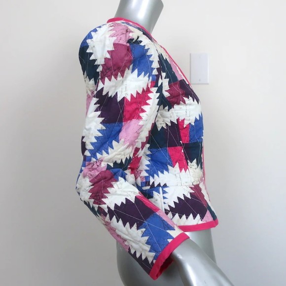 Isabel Marant Etoile Quilted Patchwork Jacket Hafileal Pink/Multi Size 38 NEW - Picture 3 of 7